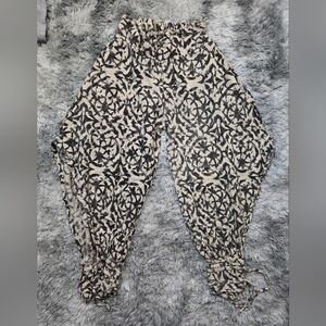 Black and Cream Open Tie Leg Palazzo Pants
